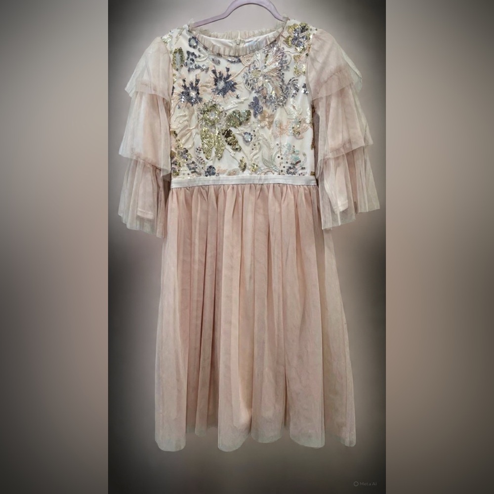 Dainty Jewells Blush Sequin Embroidered Tulle Dress M - Picture 2 of 8